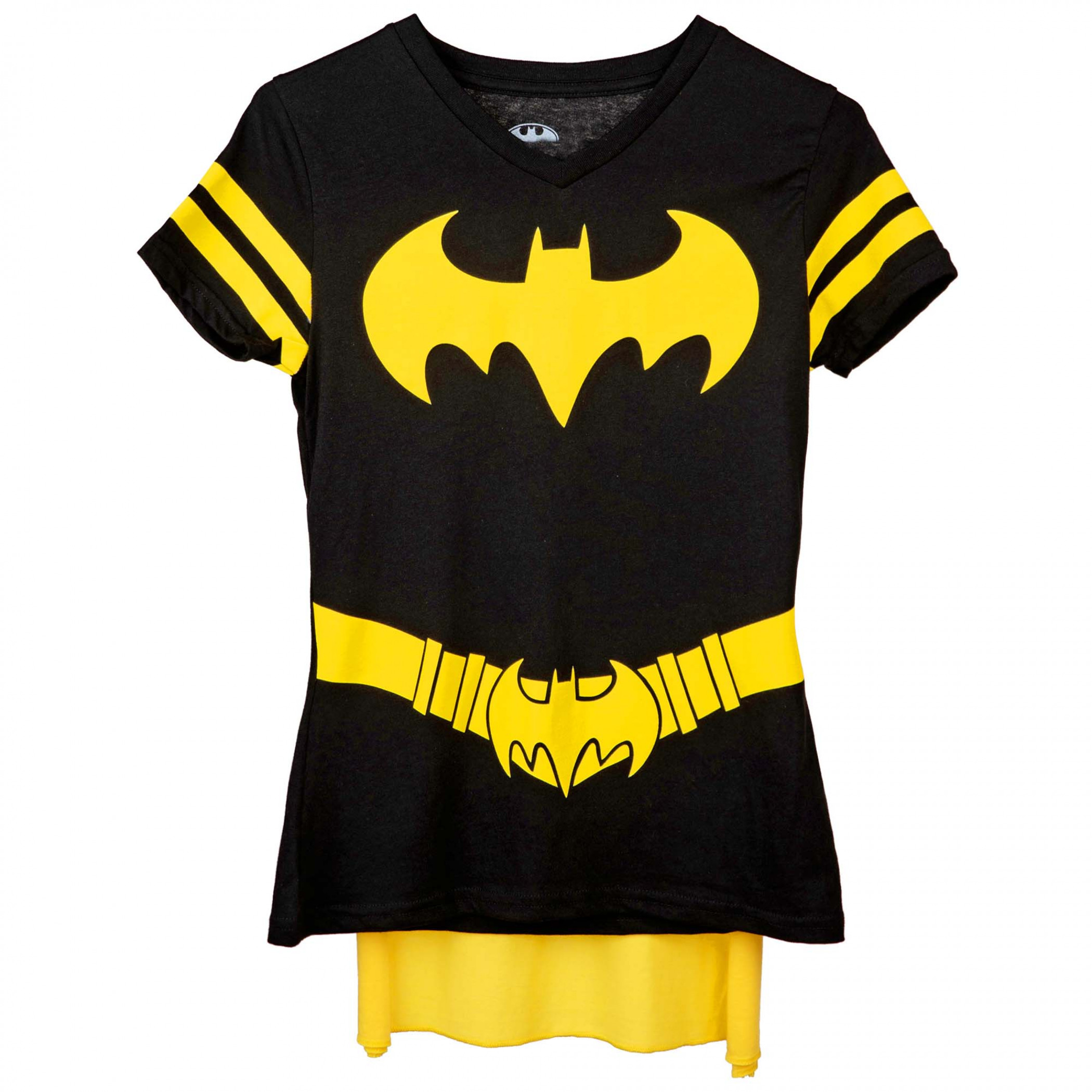 Batgirl Costume V-Neck T-Shirt with Detachable Cape